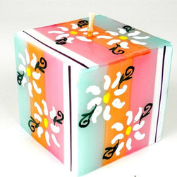 Nobunto - Hand Painted Candle, Cube, Imbali Design - Candles