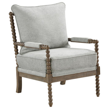 Fletcher Spindle Chair in Smoke Gray Fabric with Brush Charcoal Finish