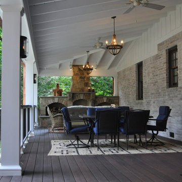 Covered Composite Deck and Formal Outdoor Fireplace - East Memphis