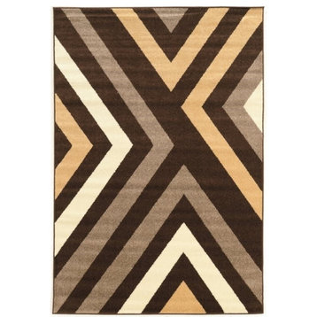 Linon Claremont Xs Power Loomed Polypropylene 8'x10' Rug in Brown
