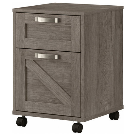 kathy ireland Home Cottage Grove 2 Drawer Mobile File Cabinet, Restored Gray