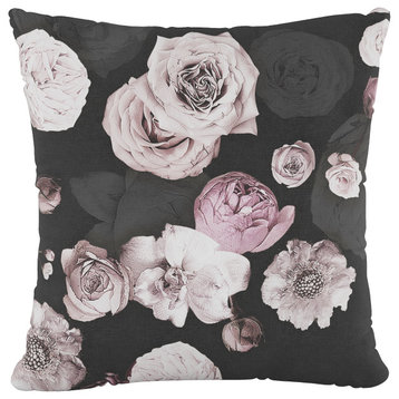 18" Decorative Pillow Polyester Insert, Photofloral Icy Black