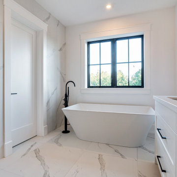 Luxury Primary Bathroom With Freestanding Tub | Oakville Custom Home