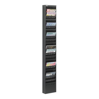 Rowley Magazine Rack Pemberly Row 23-Pocket Steel Magazine Rack in Black - Transitional ...