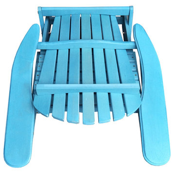 Villartet Solid Wood Classic Adirondack Outdoor Folding Chair, Blue