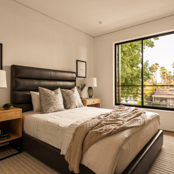 Modern Bedroom with Black Aluminum Casement Window