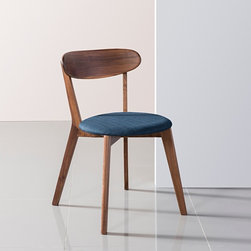 Henrik Solid Walnut Dining Chair - Midnight Blue Fabric Seat - Dining Chairs