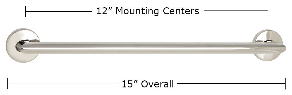Coronado Designer Oval Bathroom Shower Grab Bar, Mitered Corners, Polished, 12"