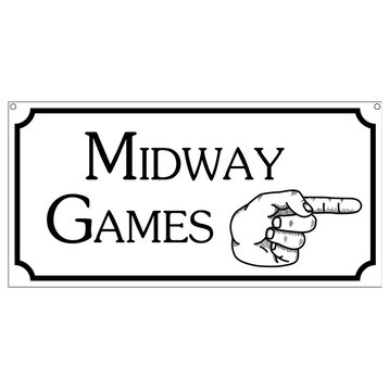 Midway Games, Aluminum Retro Bar Carnival Fair Park Sign, 6"x12"