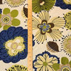 Swavelle Fabric Twiggy Cadet Blue Green Gold Large Floral Upholstery Fabric