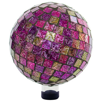Alpine Violet Mosaic Gazing Globe, 11"Tall