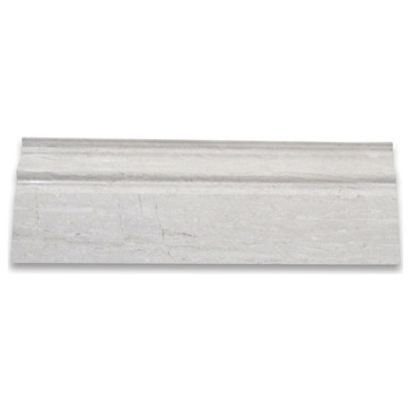 Athens Silver Cream Marble Haisa Light Baseboard Crown Molding 4x12, 1 piece