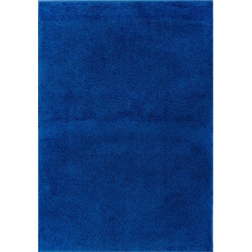 Well Woven Madison Shag Plain Rug, Dark Blue, 3'3''x5'3''
