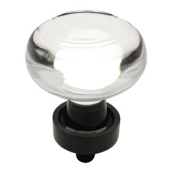 Cosmas - Cabinet Round Knob, Base, Oil Rubbed Bronze, Glass, Clear, Set of 10 - Cabinet And Drawer Knobs