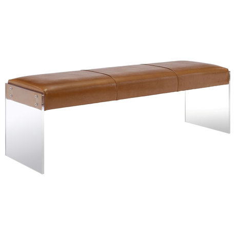 Envy Brown Leather/Acrylic Bench