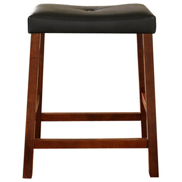 Upholstered Saddle Seat Barstool Set of 2, Cherry, 24"
