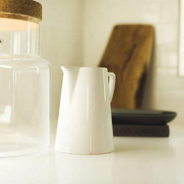 Modern Kitchen Countertop Styling with Ceramic Pitcher
