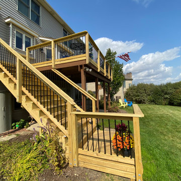 Pressure Treated Pine Deck Round Pickets & Gate in Sugar Grove, IL