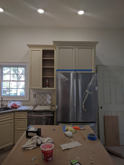 Cabinet Above Fridge Doesn T Open, Blocking Height For Upper Kitchen Cabinets