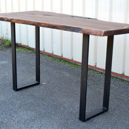 Live Edge Walnut Standing Desk with Modern Base - Desks And Hutches