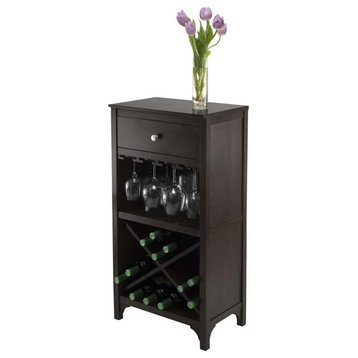 Pemberly Row Transitional Solid Wood Modular Wine Rack Cabinet in Dark Espresso