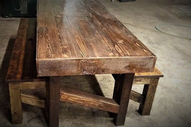 Reclaimed Farm House Table with Bench Seating