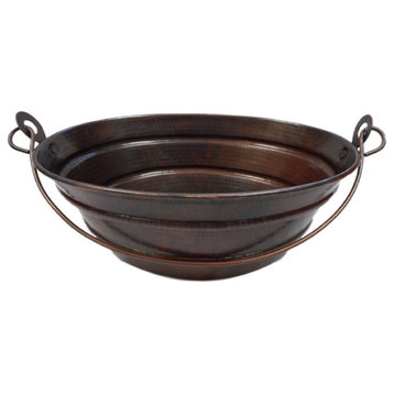 16" Hand Forged Oval Copper Vessel BUCKET Bathroom Sink with Daisy Drain