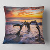 Tree and Waves in the Atlantic Ocean Seascape Throw Pillow, 16"x16"