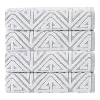 Everplush 4-Piece Marble (White and Grey) Cotton Quick Dry Hand