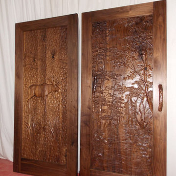 Black Walnut Wood Carved Doors