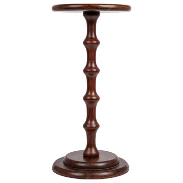 Ergo Pedestal Cocktail Side Table, Dove Grey, Chesnut