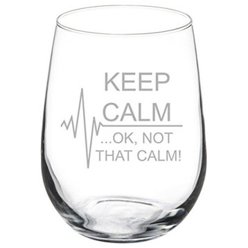 Wine Glass Keep Calm Ok Not That Calm Nurse Paramedic Ekg 17 Oz Stemless