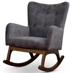 Ashcroft Furniture Co. - Fillmore Mid-Century Tufted Back Velvet Upholstered Rocking Chair, Grey - In the comfort of your home, rocking chairs are the most relaxing and meditative pieces of furniture. This accent rocking chair is designed to help you release the stress of the day in the living room, entertainment room, and bedroom. Its comfortable and functional design also makes it a valuable addition to nursery room decor, providing a soothing spot for new moms to rock their baby to sleep effortlessly.