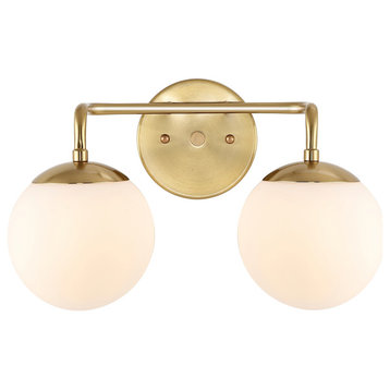 JONATHAN Y Lighting JYL3535 Louis Parisian Globe 2 Light 15"W LED - Brass Gold