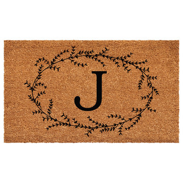 Calloway Mills Rustic Leaf Vine Monogrammed Doormat, 36"x72", Letter J