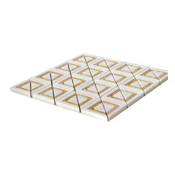 Bright White and Honey Matte X Styles Stone Square Marble Mosaic Tiles - Home Accessories & Decor