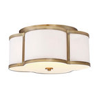 3-Light Semi-Flush Mount, Natural Brass