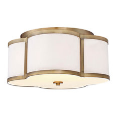 3-Light Semi-Flush Mount, Natural Brass
