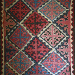 Afghani Uzbek Felt Wool Rug - Area Rugs