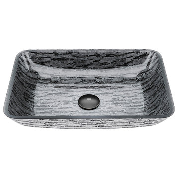 Vigo VG07085 Titanium 18-1/8" Rectangular Glass Vessel Bathroom - Black / Grey