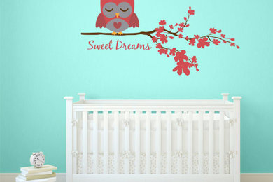 Red Sweet Dreams Owl Wall Decal