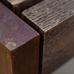 Outdoor Furniture, Antique Wood and Steel Bench and Table - Outdoor Benches