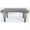 Modern Upholstered Bench from Spiral Cone Legs, Grey Tweed, 36-Inch