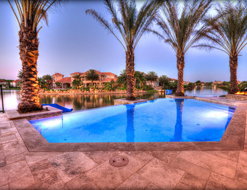 Pool and Palm Trees, Overlooking the Lake.