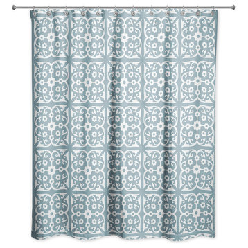 Blue Tile 71x74 Shower Curtain