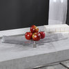 Modern Minimalist Curved Art Glass Decorative Tray | Centerpiece Silver Ripple
