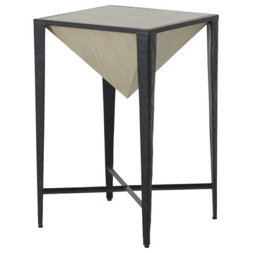 Elway Side Table, Iron, Cerused White, 26"H (SCH-165020 8021V7Z)