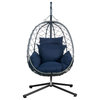 Leisuremod Summit Outdoor Egg Swing Chair in Gray Steel Frame, Blue