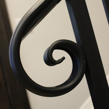 Custom Wrought Iron Dixie Cap Handrail with Square Balusters & Newels
