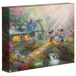 Thomas Kinkade - Mickey & Minnie Sweetheart Bridge Gallery Wrapped Canvas, 8"x10" - Featuring Thomas Kinkade's best-loved images, our Gallery Wraps are perfect for any space. Each wrap is crafted with our premium canvas reproduction techniques and hand wrapped around a deep, hardwood stretcher bar. Hung as an ensemble or by itself, this frame-less presentation gives you a versatile way to display art in your home.
